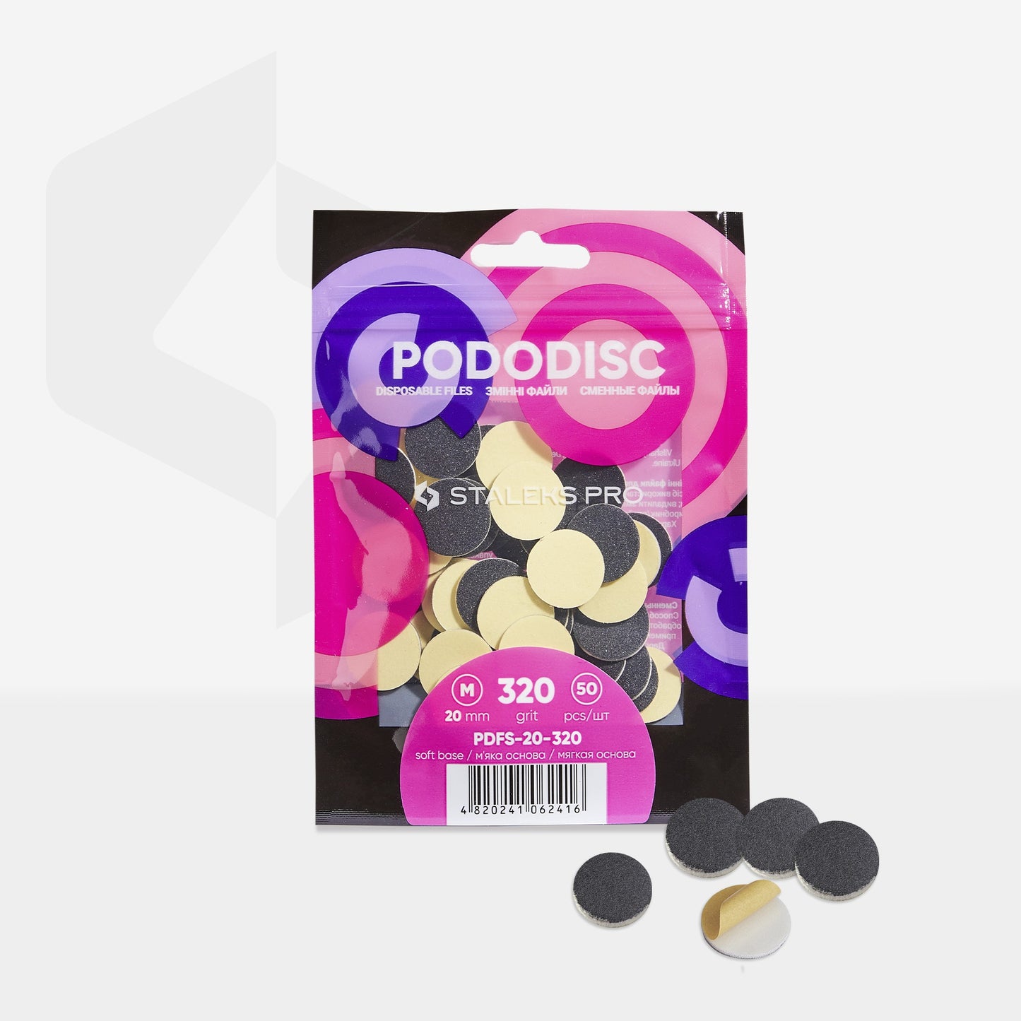STALEKS Disposable files on a soft base for pedicure disc PODODISC STALEKS PRO M 320 grit (50 pcs) PDFS-20-320