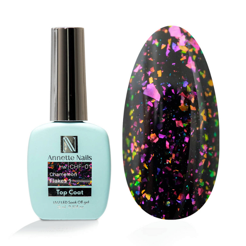 Annette Top Coat Chameleon flakes 1 no wipe CHF-01