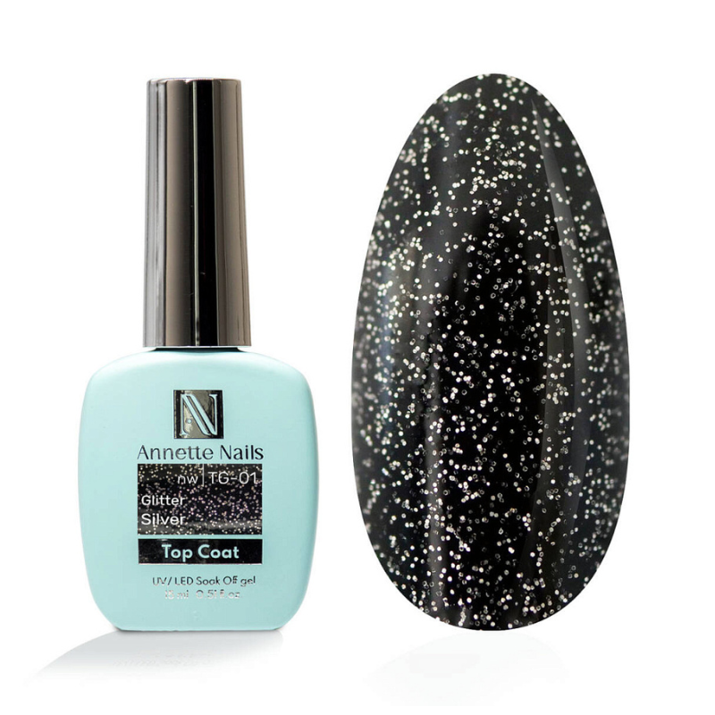 Annette Top Coat Silver glitter no wipe TG-01