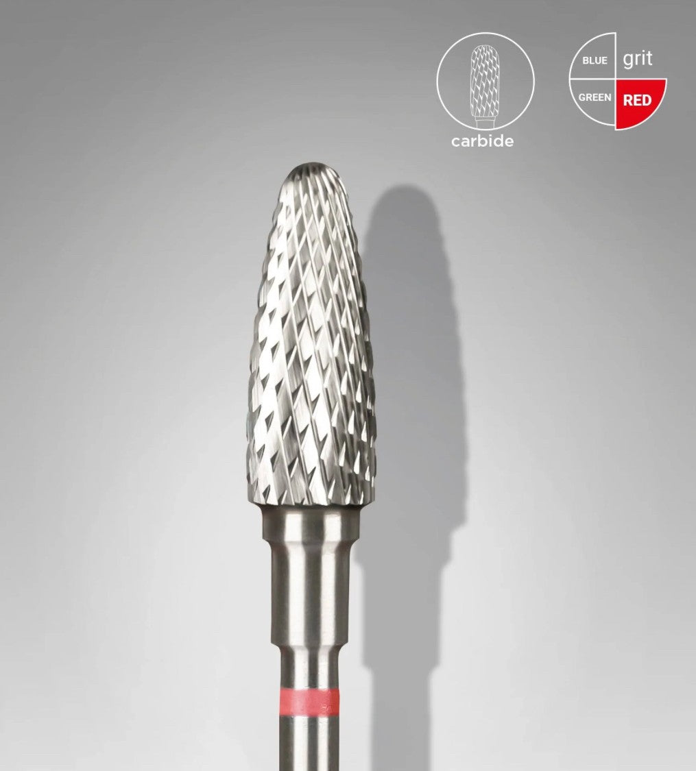 Staleks Carbide Nail Drill Bit, cone Red, head diameter 5mm working part 13mm FT90R050/13