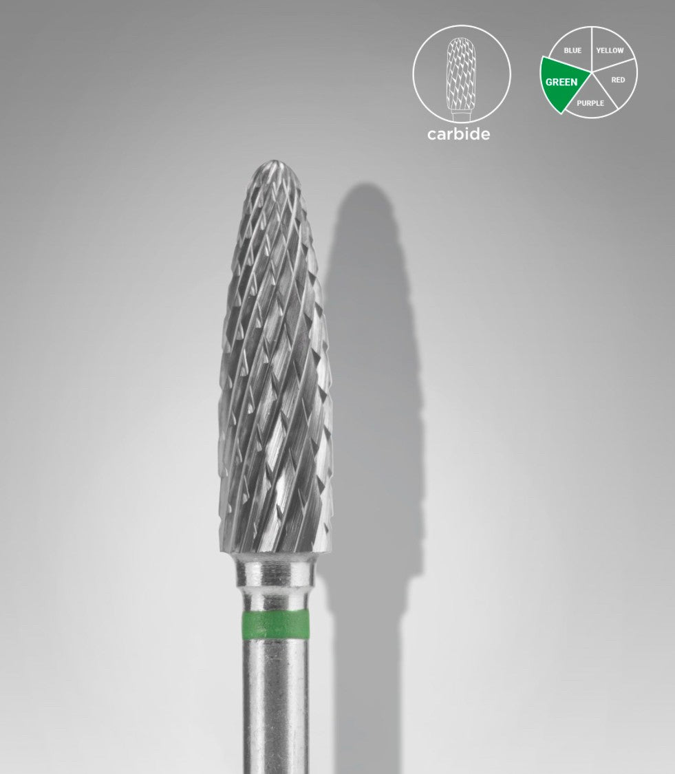 Staleks Carbide Nail Drill Bit, cone Green, head diameter 4mm/working part 14mm FT90G040/14