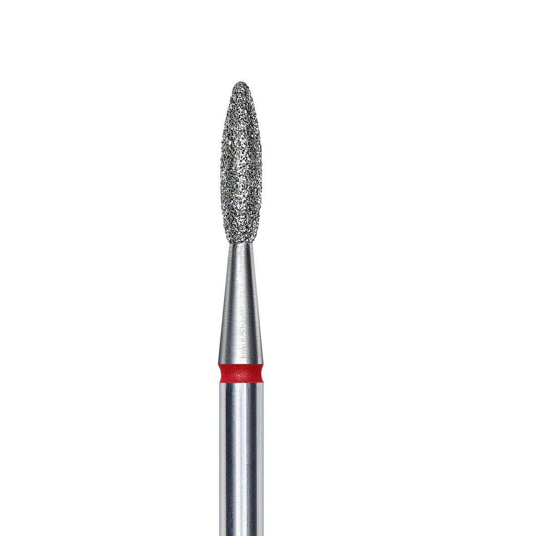 Staleks Diamond nail drill bit, pointed flame red head diameter 2,1mm/ working part 8 mm (FA10R021/8)