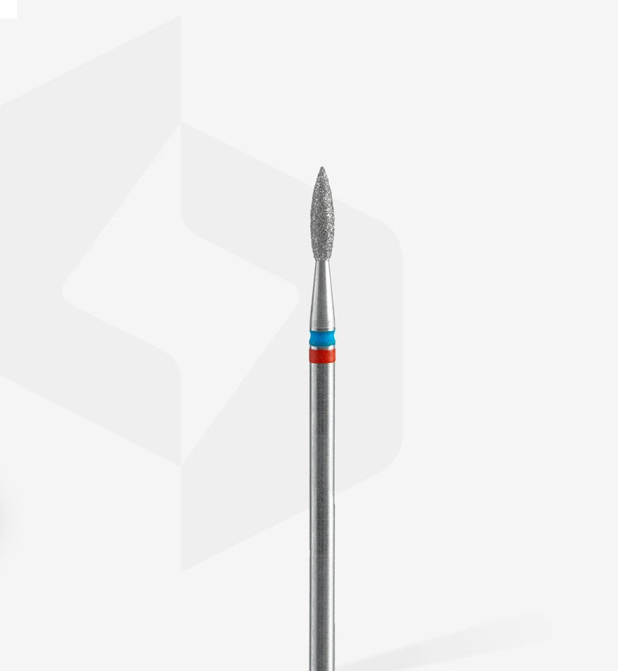 Staleks Diamond nail drill bit DUO, pointed flame red-blue head diameter 2,1mm working part 8 mm (FA11RB021/8