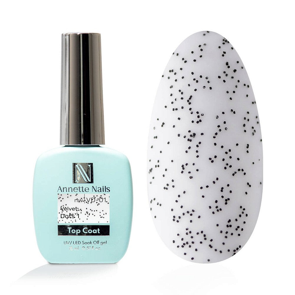 Annette Top Coat Velvet black dots 1 no wipe VD-01 - 12ml