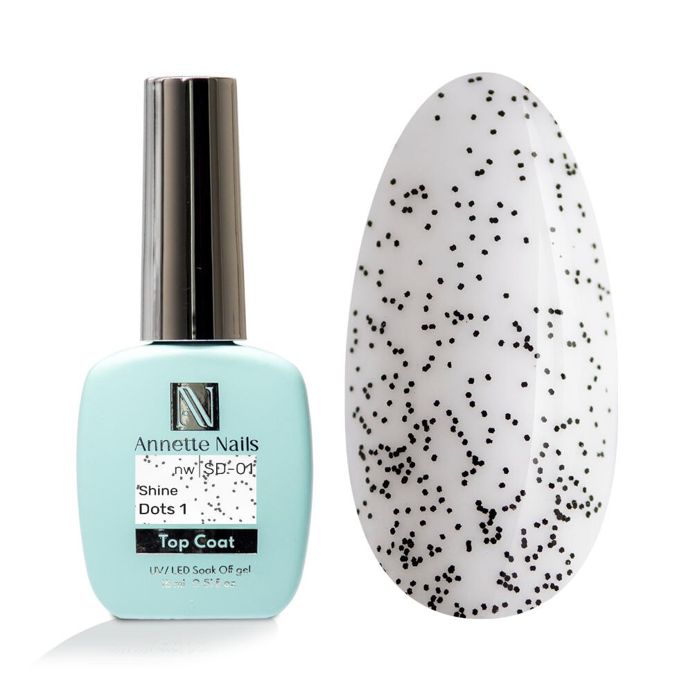 Annette Top coat Shine black dots 3 no wipe SD-03 - 12ml