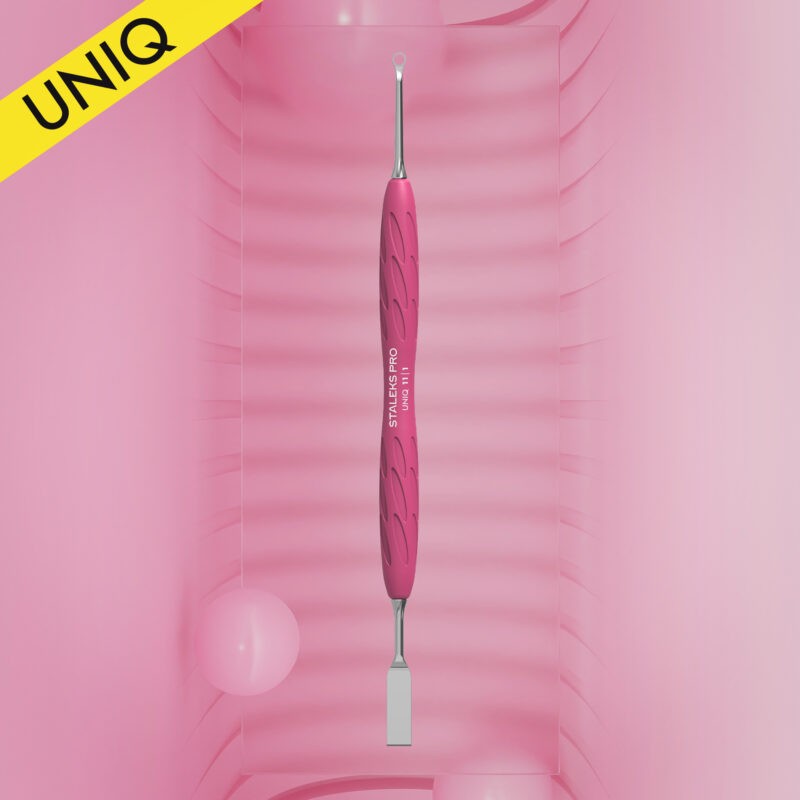Staleks Manicure pusher Gummy with silicone handle UNIQ 11 TYPE 1 (straight flat and loop pusher) PQ-11/1