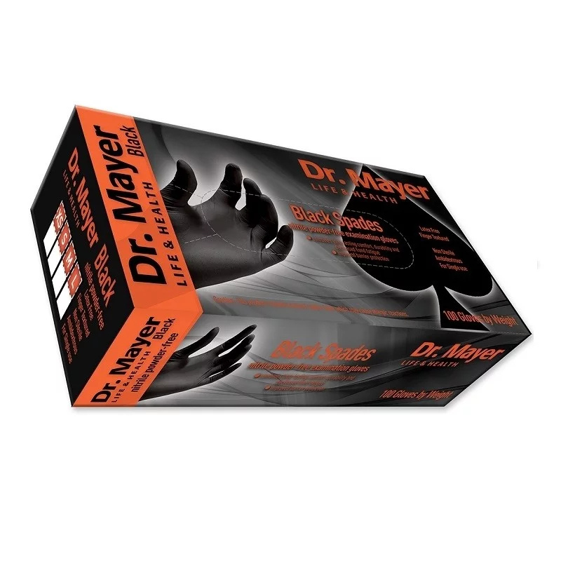 Dr Mayer Nitrile Gloves, BLACK SPADES M