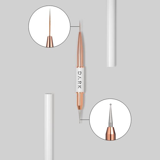 DARK Double-ended brush (liner 13 mm dotting tool 1.2 mm) (updated design)
