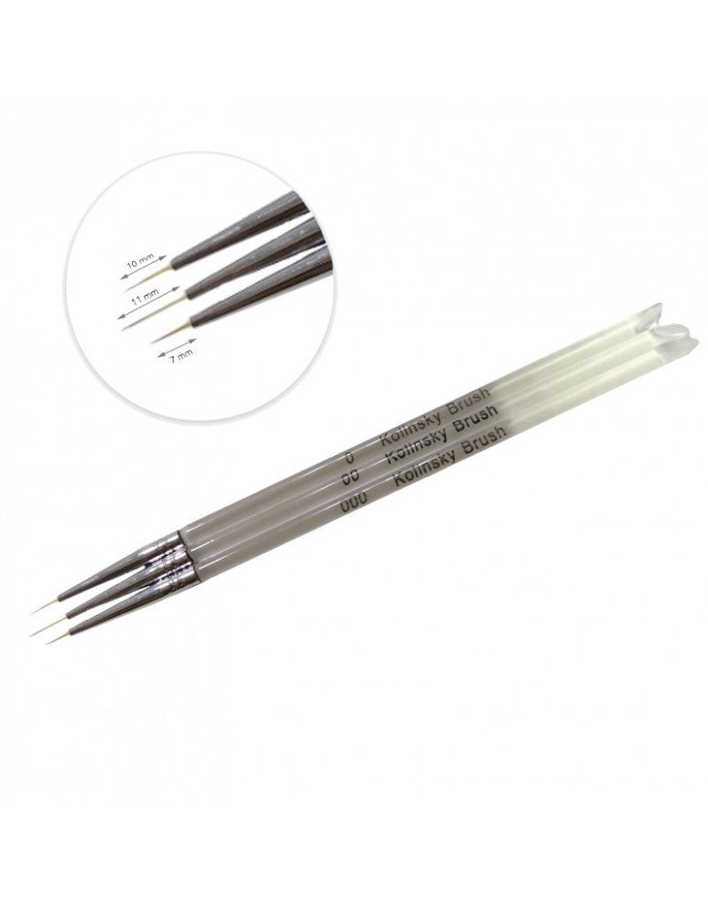 Set 3 nail art brushes kolinsky
