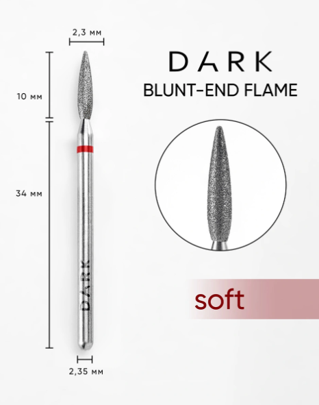 Dark BLUNT-END FLAME Drill Bit Diamond 2.3x10 mm (Red)