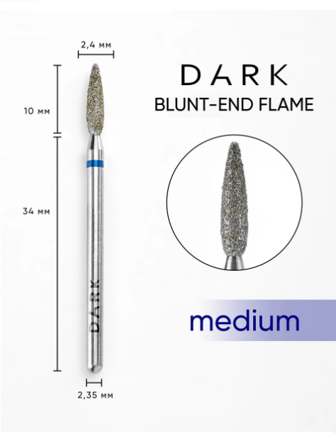 DARK BLUNT-END FLAME diamond drill bit 2.4x10 mm (Blue)