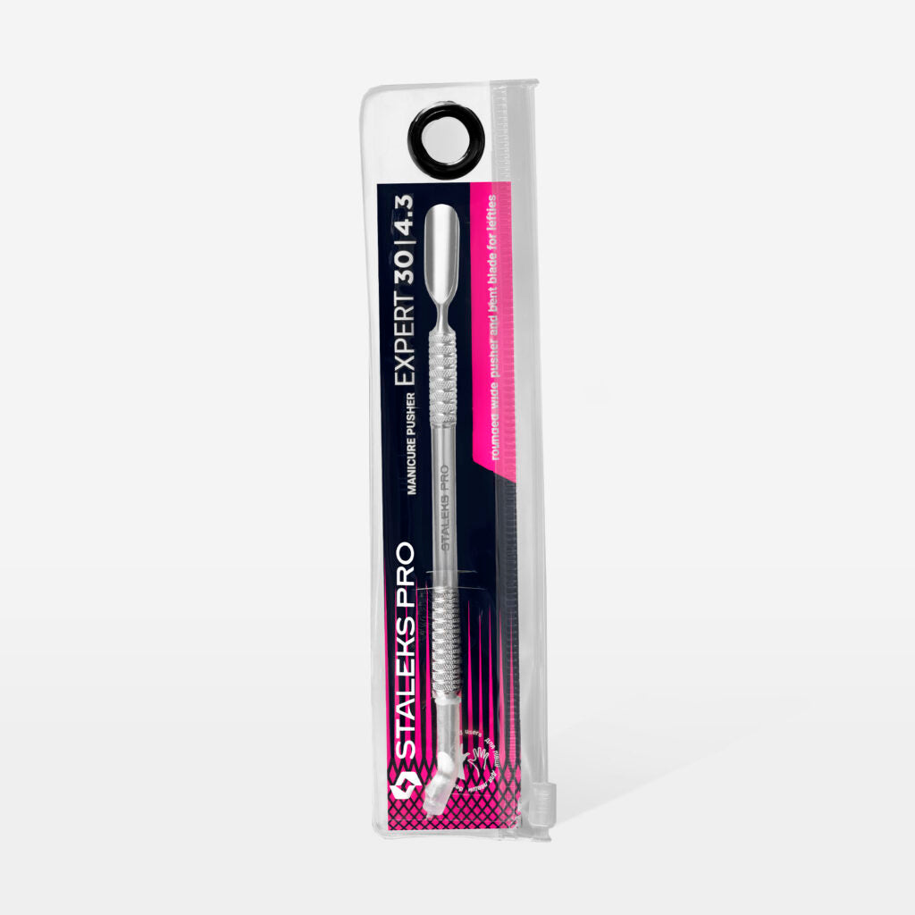 STALEKS Cuticle pusher for left handed 30 Type 4.3 (rounded pusher and bent blade, left side) PE-30/4.3