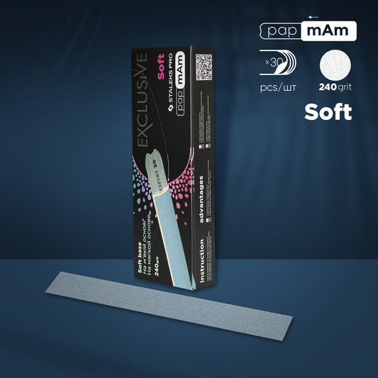 Disposable files papmAm for straight nail file (soft base) EXCLUSIVE 20 240 grit (30 pcs) DFCX-20-240
