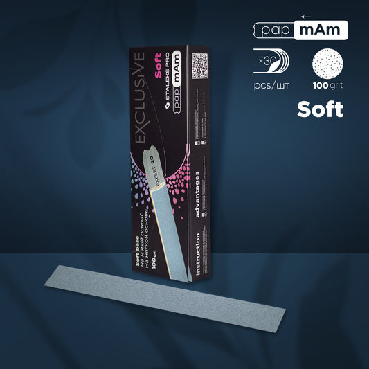 Disposable files papmAm for straight nail file (soft base) EXCLUSIVE 20 100 grit (30 pcs) DFCX-20-100
