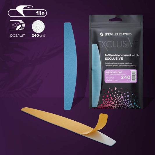 STALEKS Disposable files for crescent nail file (soft base) EXCLUSIVE 40 240 grit (30 pcs) DFEX-40-240