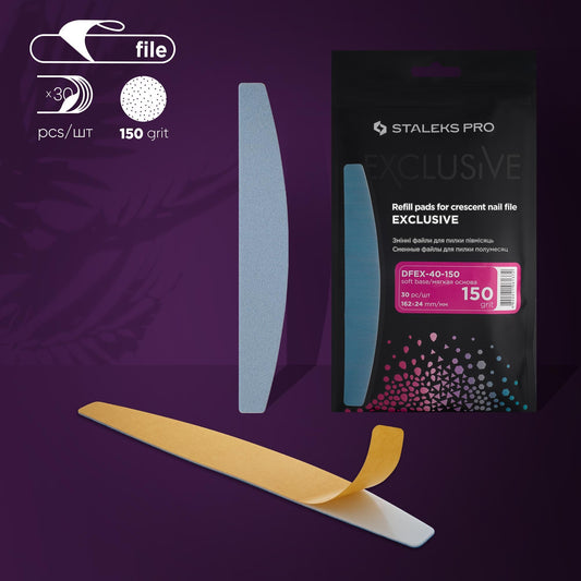 STALEKS Disposable files for crescent nail file (soft base) EXCLUSIVE 40 150 grit (30 pcs) DFEX-40-150