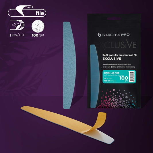 STALEKS Disposable files for crescent nail file (soft base) EXCLUSIVE 40 100 grit (30 pcs) DFEX-40-100