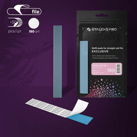 STALEKS Disposable files for straight nail file EXCLUSIVE 22 180 grit (50 pcs) DFEX-22-180