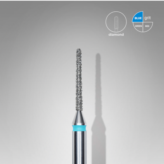 Diamond nail drill bit, “needle”, blue, head diameter 1 mm/ working part 10 mm (FA80B010/10)