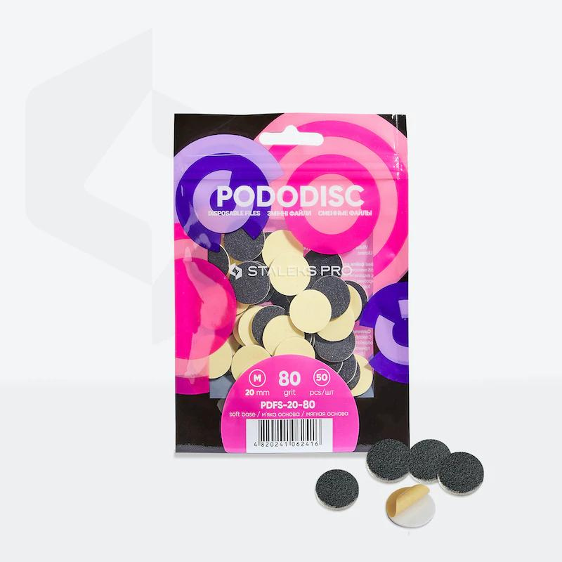 STALEKS Disposable files on a soft base for pedicure disc PODODISC STALEKS PRO M 80 grit (50 pcs) PDFS-20-80