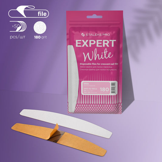 Staleks Disposable files for crescent nail file EXCLUSIVE 42 180 White grit (50 pcs) DFE-42-180W