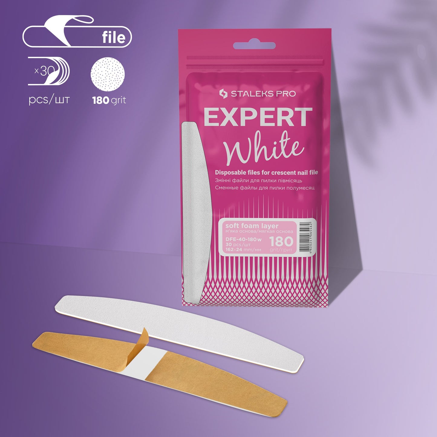 Staleks Refill pads for crescent nail file soft based 180 White grit EXPERT 40 DFE-40-180W