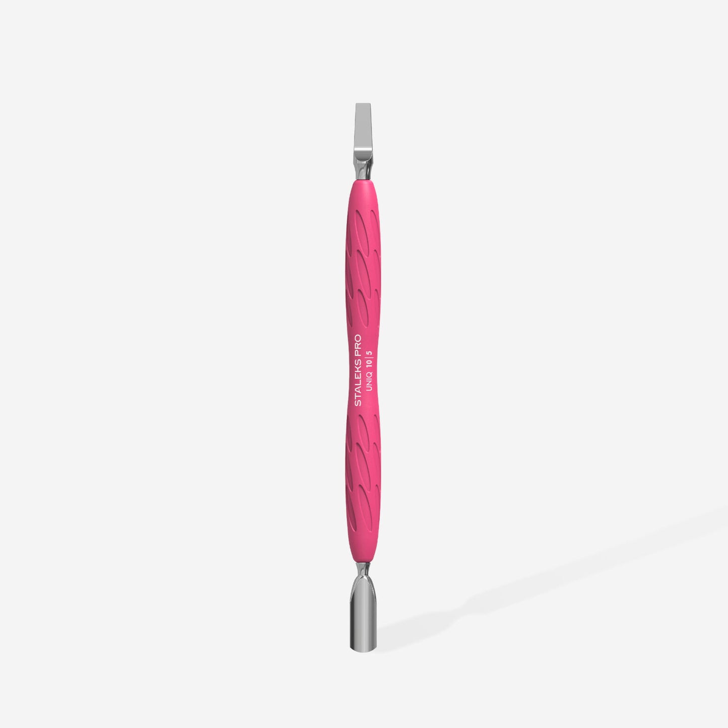 STALEKS Manicure pusher Gummy with silicone handle UNIQ 10 TYPE 5 (rounded narrow pusher and straight blade) PQ-10/5