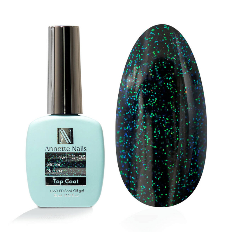 Annette Top Coat Green glitter no wipe TG-03
