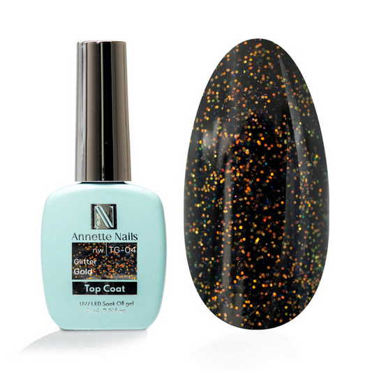Annette Top Coat Gold glitter no wipe TG-04
