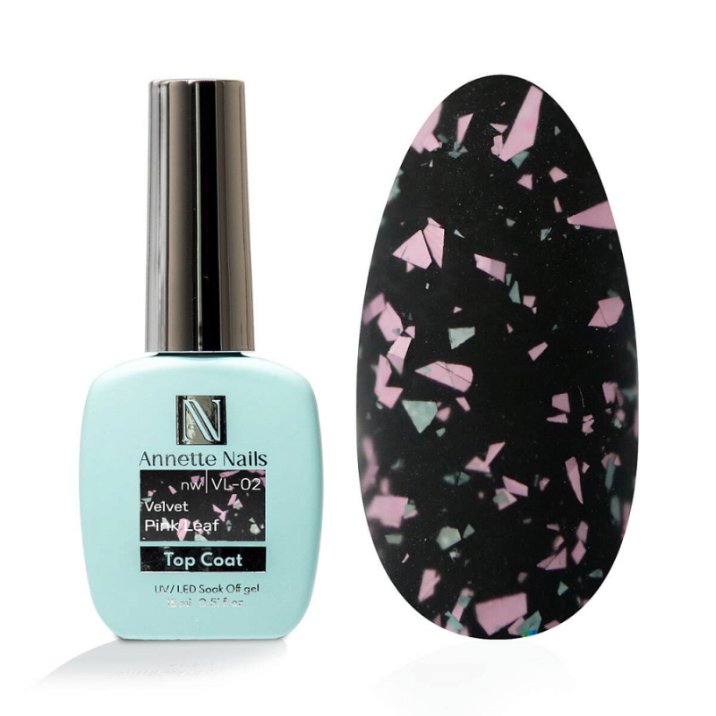 Annette Top Coat Velvet pink leaf no wipe VL-02