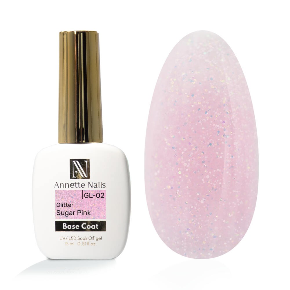 Annette Rubber Base Glitter Sugar Pink GL-02
