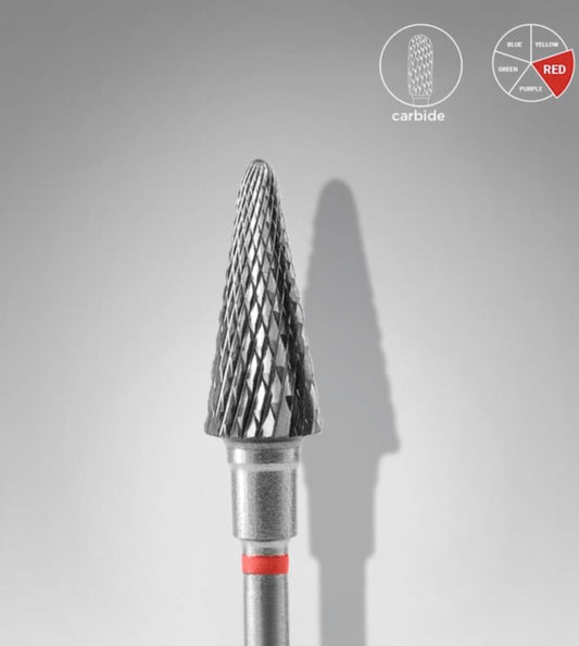 Staleks Carbide Nail Drill Bit, cone RED, head diameter 6mm/working part 14mm FT71R060/14