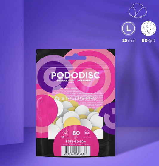 Staleks Disposable files on a soft base for pedicure disc PODODISC STALEKS PRO L 80 grit (50 pcs) PDFS-25-80W