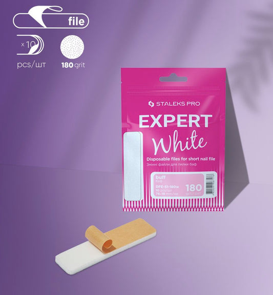 Staleks Disposable White files for short file (polishing file) Expert 51 180 grit(10pcs) DFE-51-180W