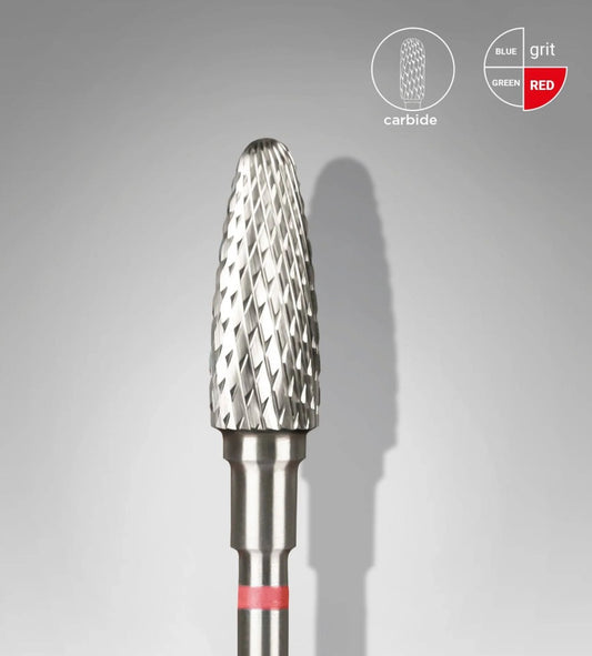 Staleks Carbide Nail Drill Bit, cone Red, head diameter 5mm working part 13mm FT90R050/13