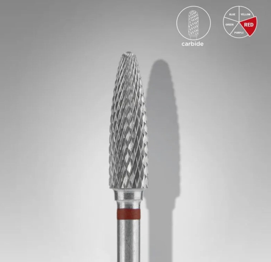 Staleks Carbide Nail Drill Bit, cone Red, head diameter 4mm/working part 14mm FT90R040/14