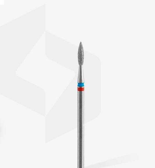 Staleks Diamond nail drill bit DUO, pointed flame red-blue head diameter 2,1mm working part 8 mm (FA11RB021/8