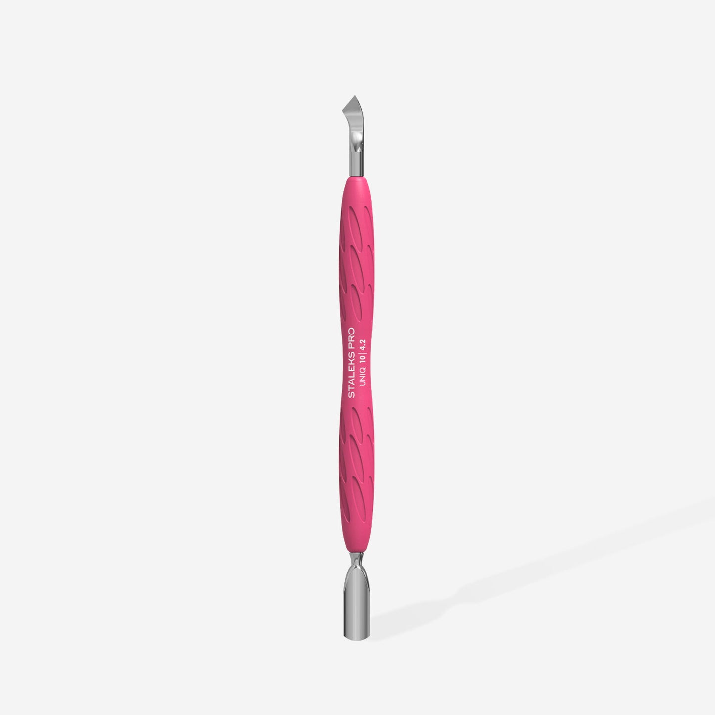 Staleks Manicure pusher Gummy with silicone handle UNIQ 10 TYPE 4.2 (rounded narrow pusher and bent blade) PQ-10/4.2