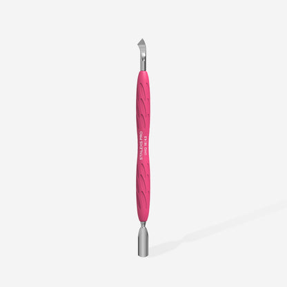 Staleks Manicure pusher Gummy with silicone handle UNIQ 10 TYPE 4.2 (rounded narrow pusher and bent blade) PQ-10/4.2
