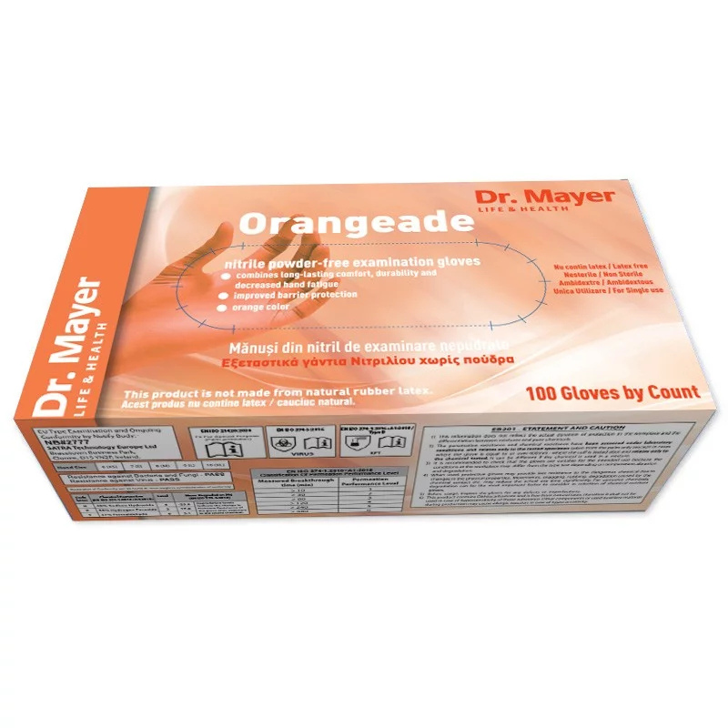 Dr Mayer Nitrile Gloves, Orangeade M