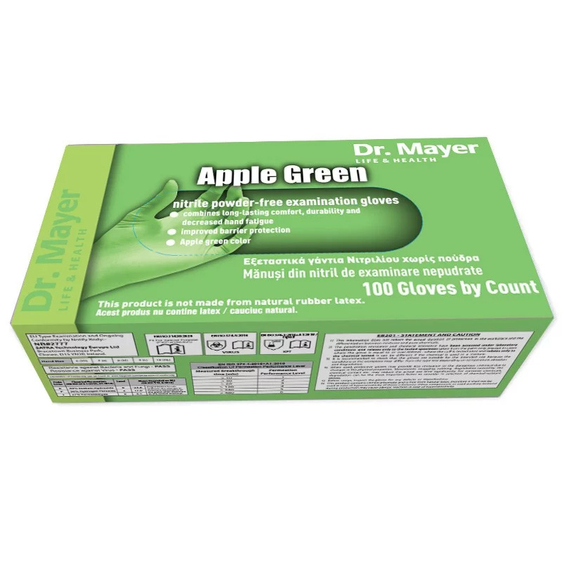 Dr Mayer Nitrile Gloves, Apple Green S