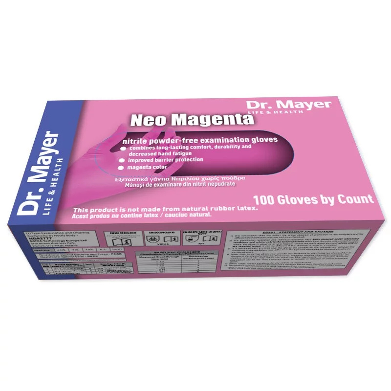 Dr Mayer Nitrile Gloves, Neo Magenta S