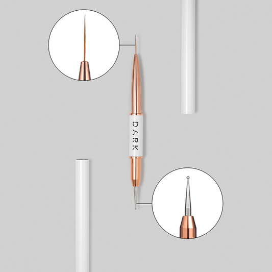 DARK Double-ended brush (liner 13 mm dotting tool 1.2 mm) (updated design)