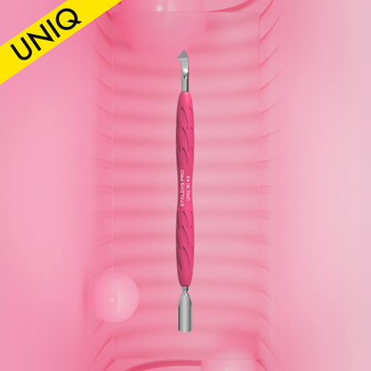 Staleks Manicure pusher Gummy with silicone handle UNIQ 10 TYPE 4.2 (rounded narrow pusher and bent blade) PQ-10/4.2