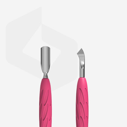 Staleks Manicure pusher Gummy with silicone handle UNIQ 10 TYPE 4.2 (rounded narrow pusher and bent blade) PQ-10/4.2