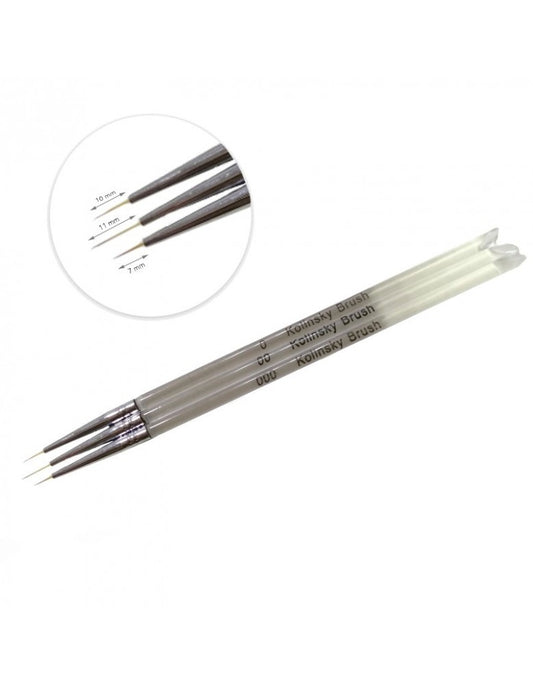 Set 3 nail art brushes kolinsky