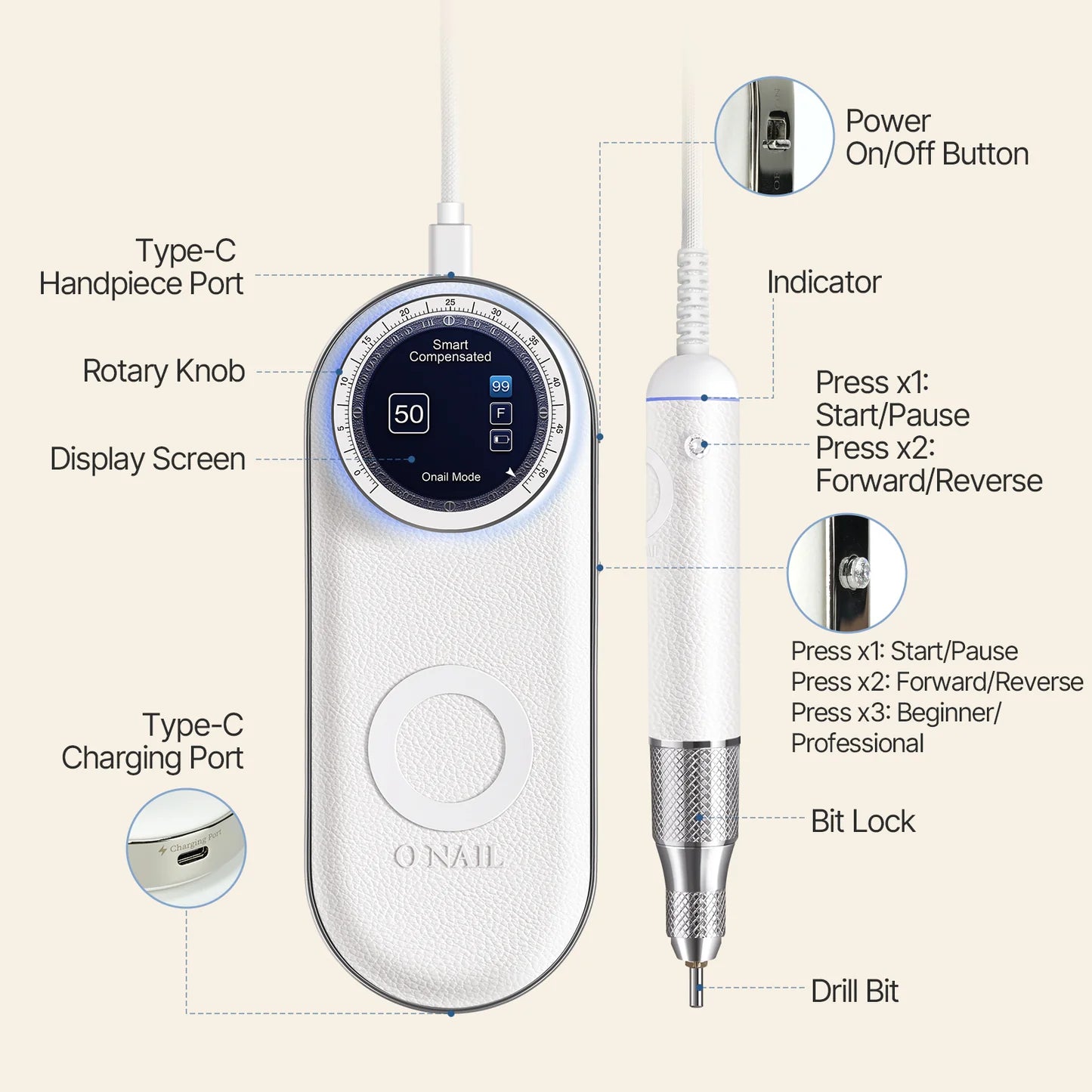ONAIL Nail Drill Pro Max e-file