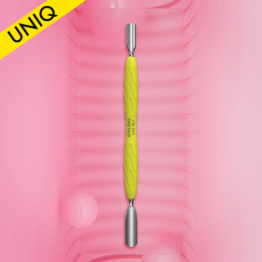 Staleks Manicure pusher Uniq 10 Type 1 Yellow (wide rounded+narrow rounded pusher) PQ-10/1Y