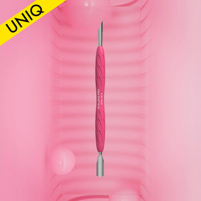 Staleks Manicure pusher Gummy with silicone handle UNIQ 10 TYPE 2 (rounded narrow and beveled pusher) PQ-10/2