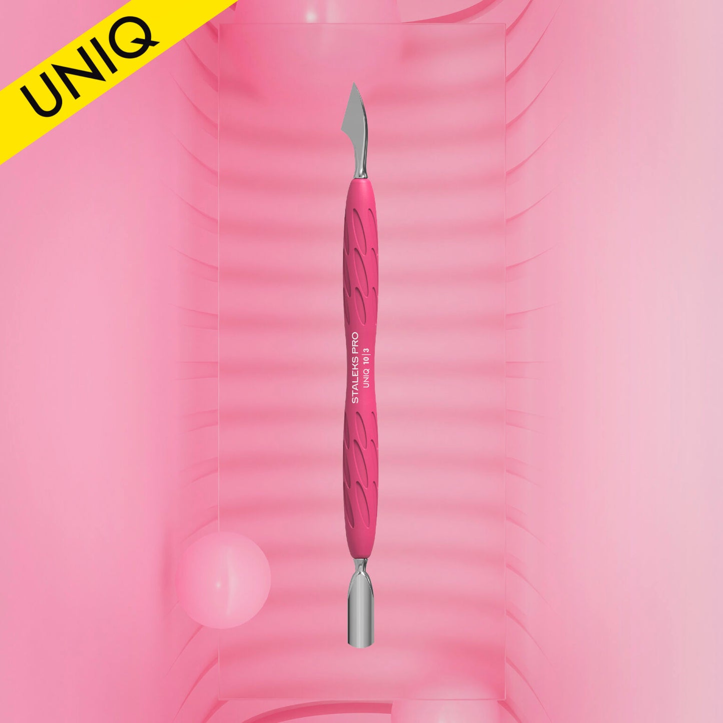 Staleks Manicure pusher Gummy with silicone handle UNIQ 10 TYPE 3 (rounded narrow pusher and cleaner) PQ-10/3